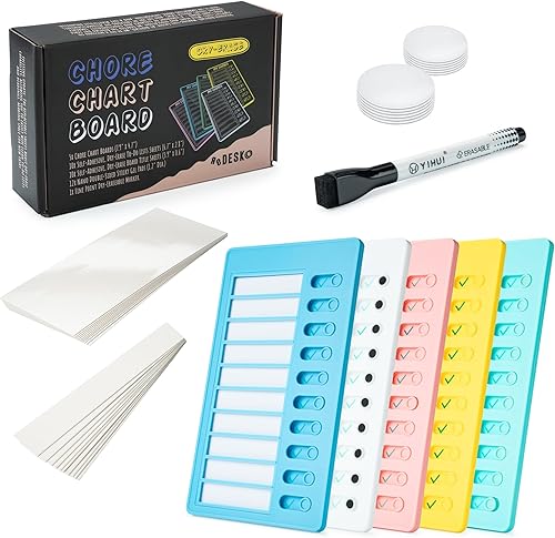 Tabla de rutina diaria de montaje en pared para niños, vibrante tabla de tareas de borrado en seco para niños con hojas y marcador borrables y