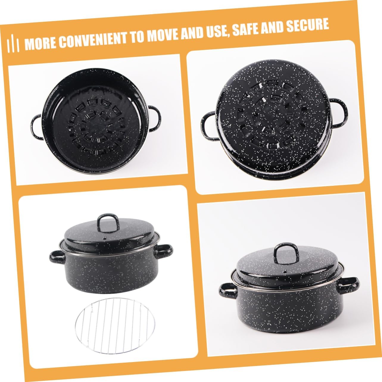 Enameled Roasting Pan for Sweet Potatoes Covered Cooking Pot with Lid Multi-Functional Baking Dish for Home Use