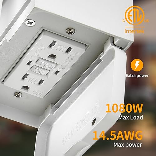 Miniatura 2 de Luces de porche con salida GFCI, sensor de movimiento del atardecer al amanecer, luces al aire libre, 3 modos de iluminación, lámpara exterior,