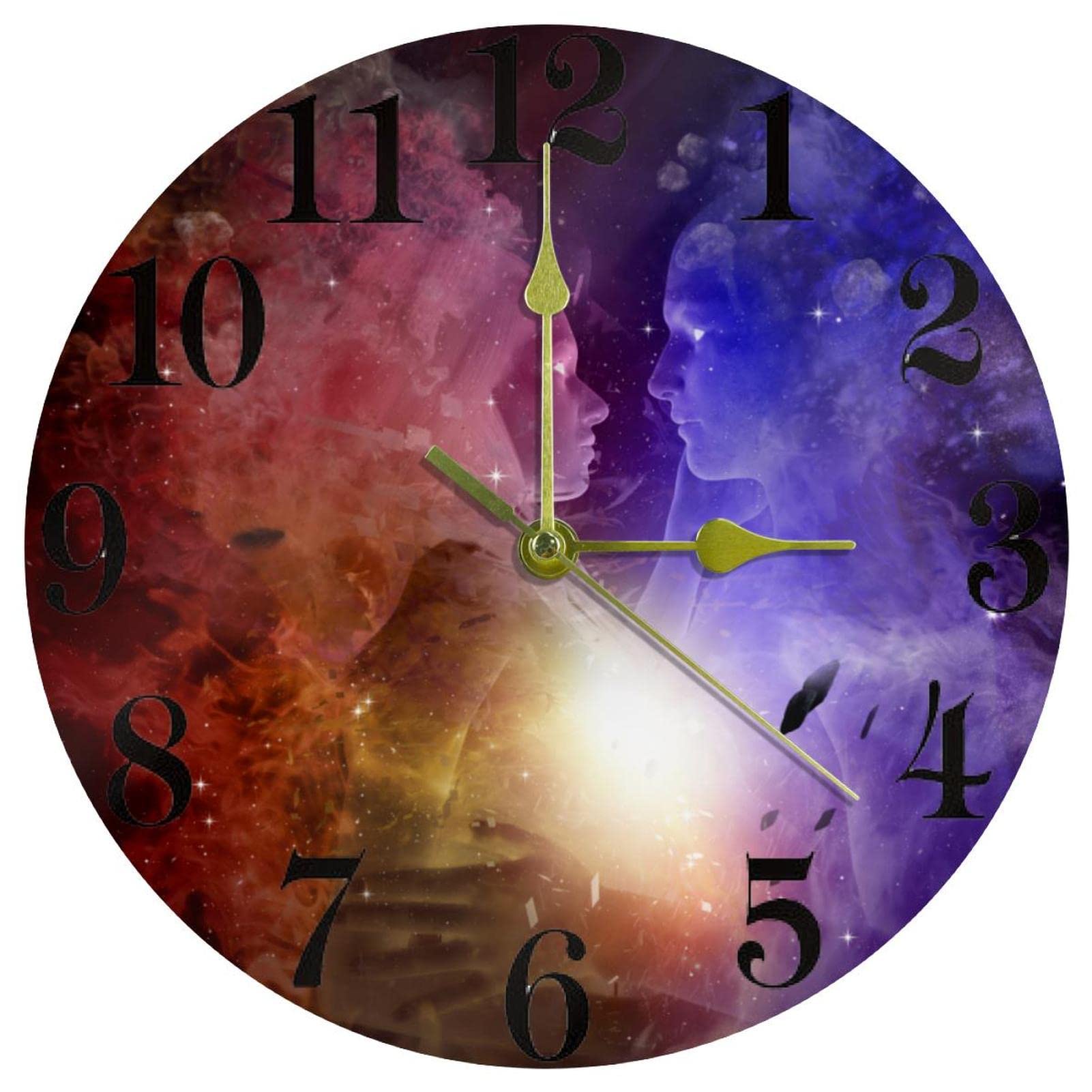 Horloge murale ronde Yin Yang à quartz silencieuse pour la décoration de la maison