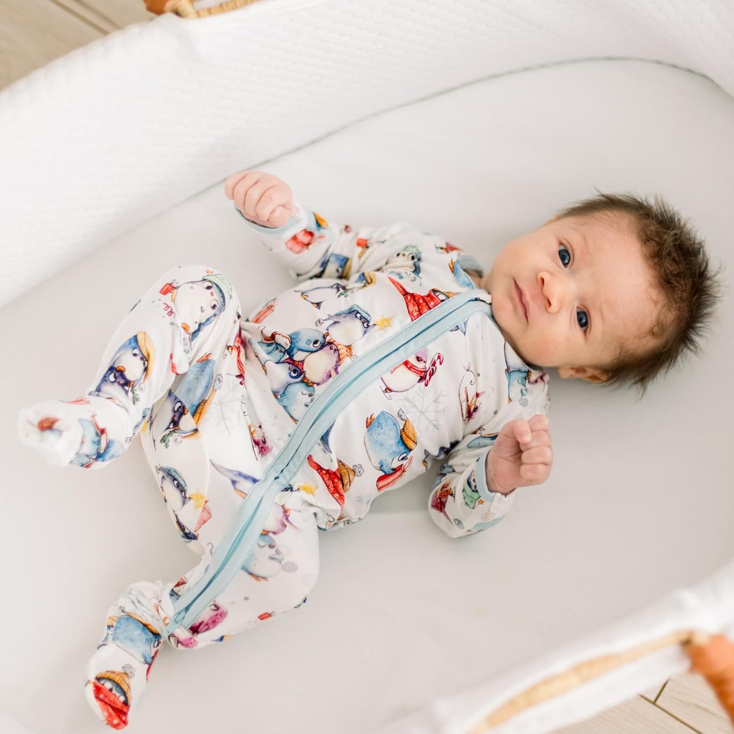 KicKee Welcome Home Zipper Footie – Viscose from Bamboo Baby Pajamas – One-Piece Sleepwear with Anti-Slip Feet & Zip Guard - Image 3