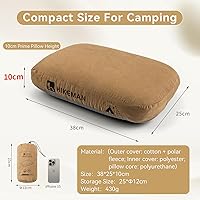 Vista 6 de HIKEMAN - Almohada de espuma viscoelástica para acampar - Almohada ultraligera de viaje, almohada para mochilero con funda extraíble, almohadas