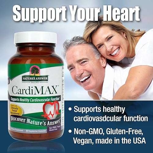 Miniatura 3 de Nature's Answer CardiMax Heart Health 60 cápsulas vegetarianas con COQ10, PQQ, Oli Ola, y espino y vitamina B6, sin OMG, vegano y sin gluten