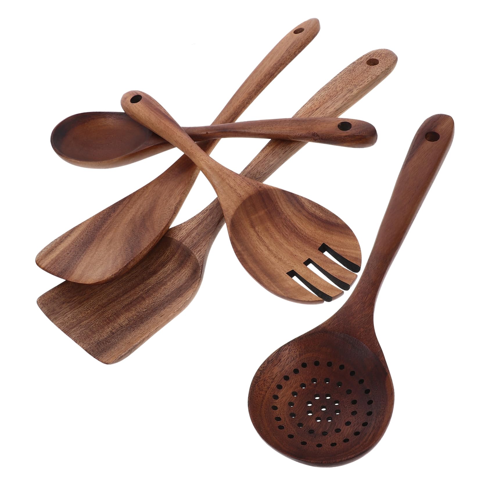 ABOOFAN 1Set Kitchen Utensil Non Stick Cookware Heat Insulated Handles Easy Storage Natural Wood Cooking Tools for Stirring Serving and Mixing