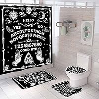 Vista 15 de 4PCS Halloween Shower Curtain Sets with Rugs, Bloody Handprint Shower Curtain, Waterproof Fabric White Shower Curtain, Gothic Spooky Scary Bloody