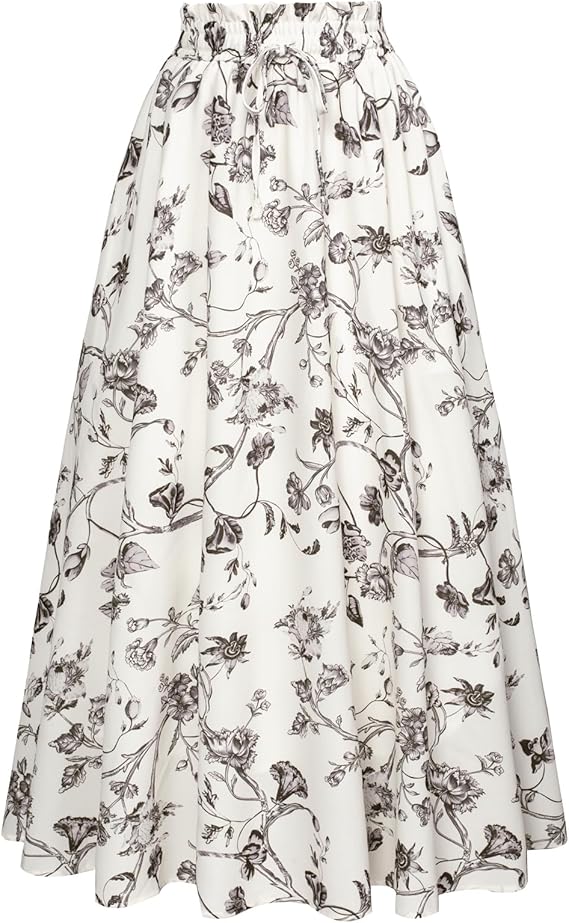 Scarlet Darkness Maxi Skirts for Women Summer Victorian Floral Long Skirt with Pockets