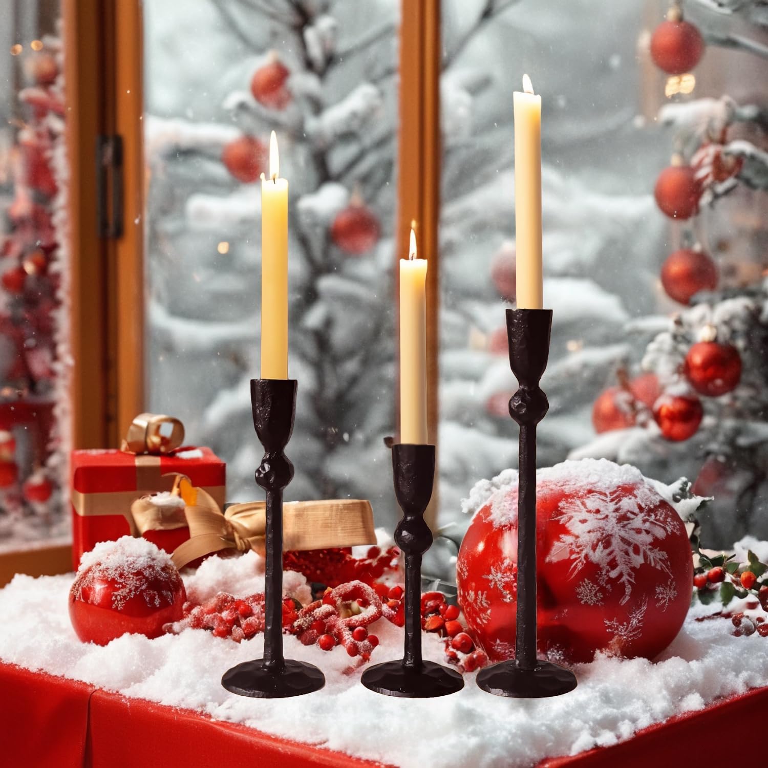 Taper Candle Holders,Candlestick Holder Set of 3,Decorative Iron Black Candle Stand for Wax Candles,Wedding, Dinning, Party,Christmas & Birthdays