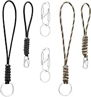 Vista 1 de Llavero de muñeca de mano, pulsera tejida a mano y mosquetón doble de resorte inoxidable 304 y llavero (juego de 8 piezas)