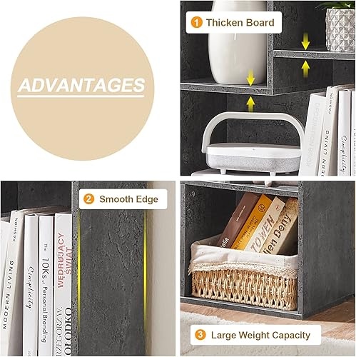 Miniatura 5 de VECELO Estantería pequeña de 2 niveles para niños, estanterías modernas abiertas, estantes de hasta 12.8 pulgadas, se adapta a libros de texto de