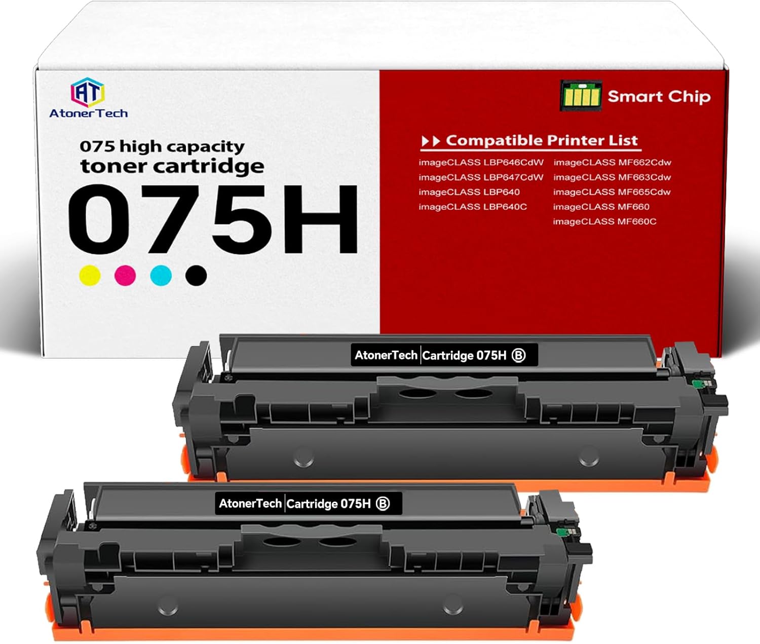 075H/075 High Yield Black Toner Cartridge Compatible Replacement for Canon 075/075H Toner Cartridge with ImageCLASS MF665Cdw LBP646Cdw LBP647Cdw Printers|High Capacity 075H 2 Black Ink