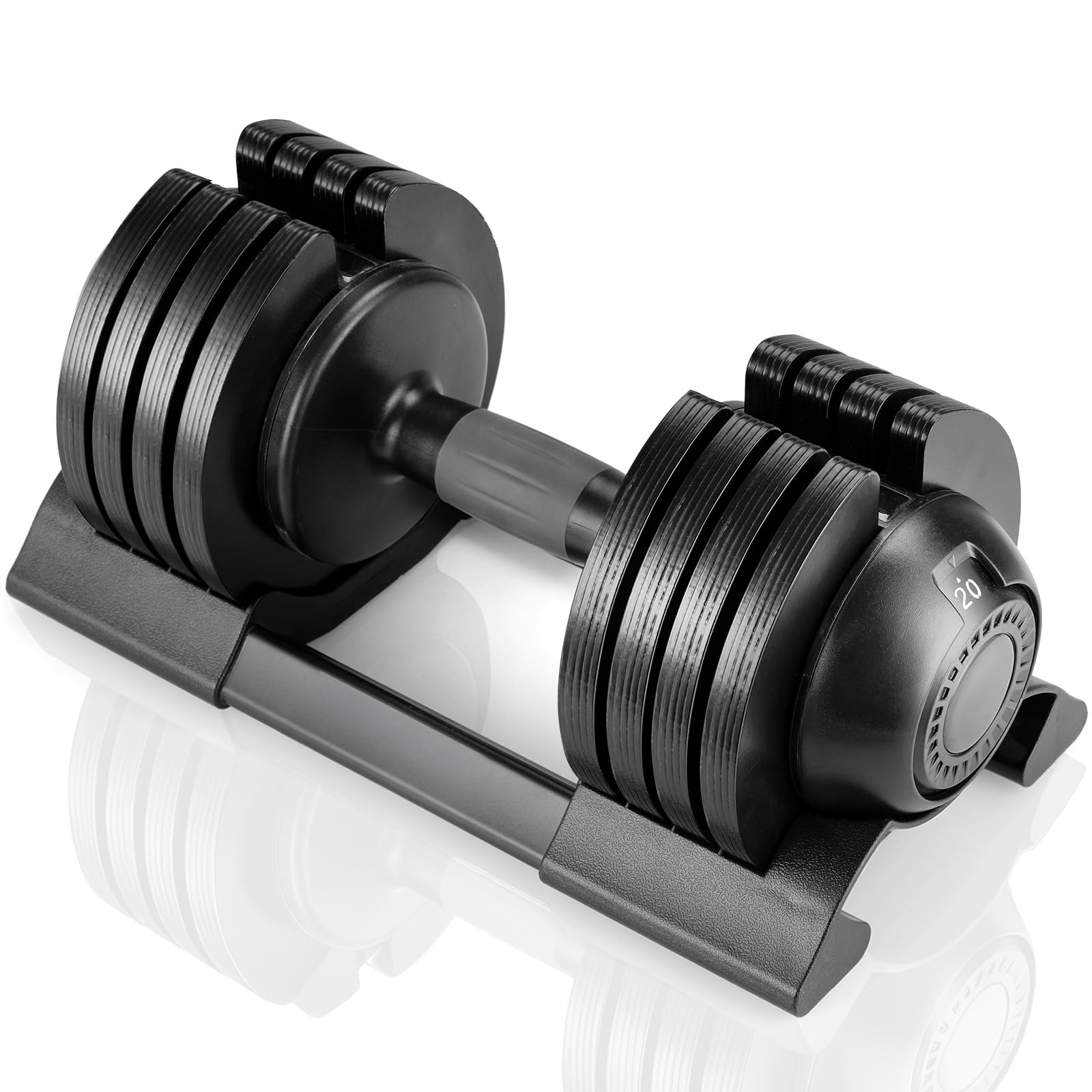 LIFERUN Adjustable Dumbbells Set 20kg, 5-in-1 Weight Set with Quick Weight Adjustment, Safety Locking Mechanism & Non-Slip Handle, Strong Grip Workouts & Strength Training for Home, Gym