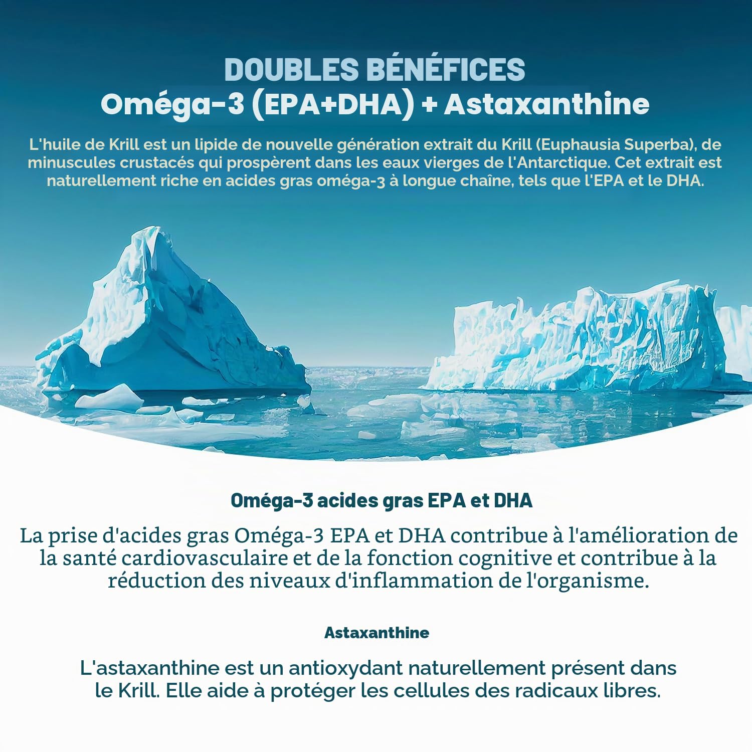 Antartic Krill Superb 60 capsules complément alimentaire à base d'extrait de crustacé krill. Riche en acides gras oméga-3 (EPA et DHA)
