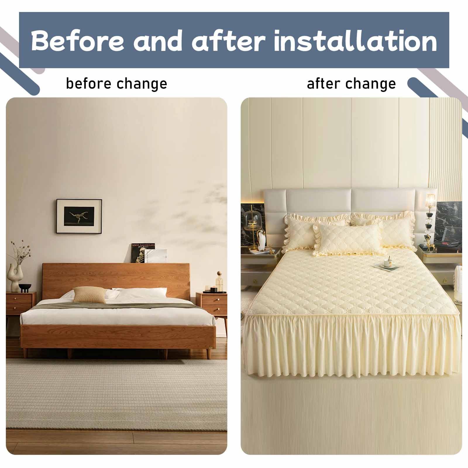 Xiao Ren Bett Husse Box Spring Bett Bettrock Elastisch Bed Skirts & Valances Bettrock Tagesdecke 180x200 RüSchen(#4,150x200cm)