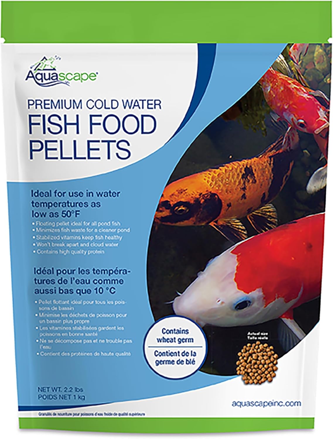 Aquascape Premium Cold Water Fish Food Pellets for Small to Medium Koi & Pond Fish, Small Pellet, 2.25 pounds | 98871