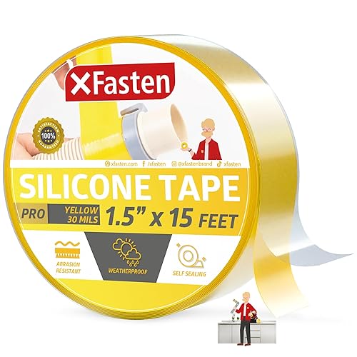 Miniatura 10 de XFasten Cinta de silicona autofusible Pro, transparente, 1.5 pulgadas x 15 pies, cinta de reparación de silicona extrema de 30 mils para