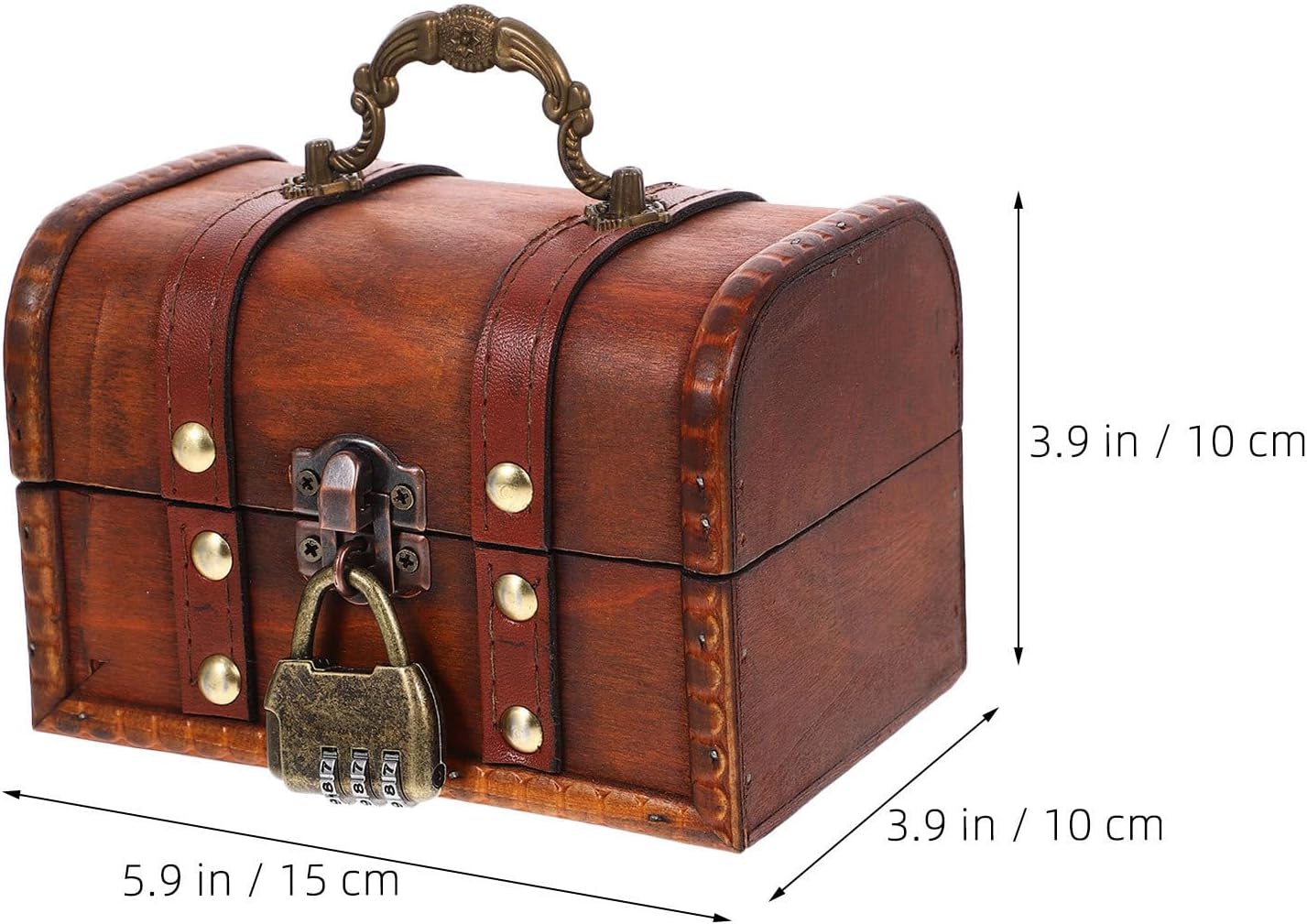 Vintage Wooden Jewelry Storage Box Set with Lock, 2pcs Brown image 2
