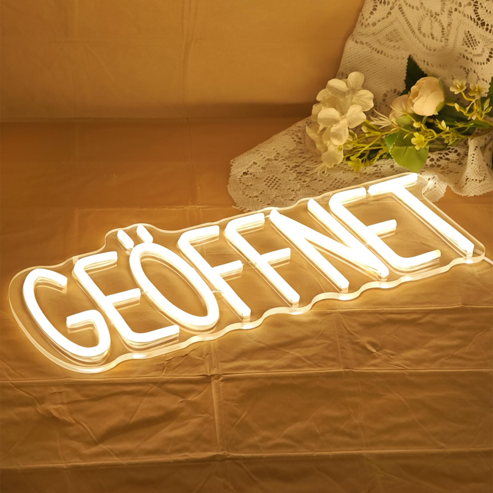 Geöffnet Neonschild für Tür, Open Leuchtreklame Türschild, LED Neonlicht Hängeschild USB-Betrieb mit dimmbarem Schalter für Food Truck,Restaurant,Buchhandlung,Hotel,Supermarkt