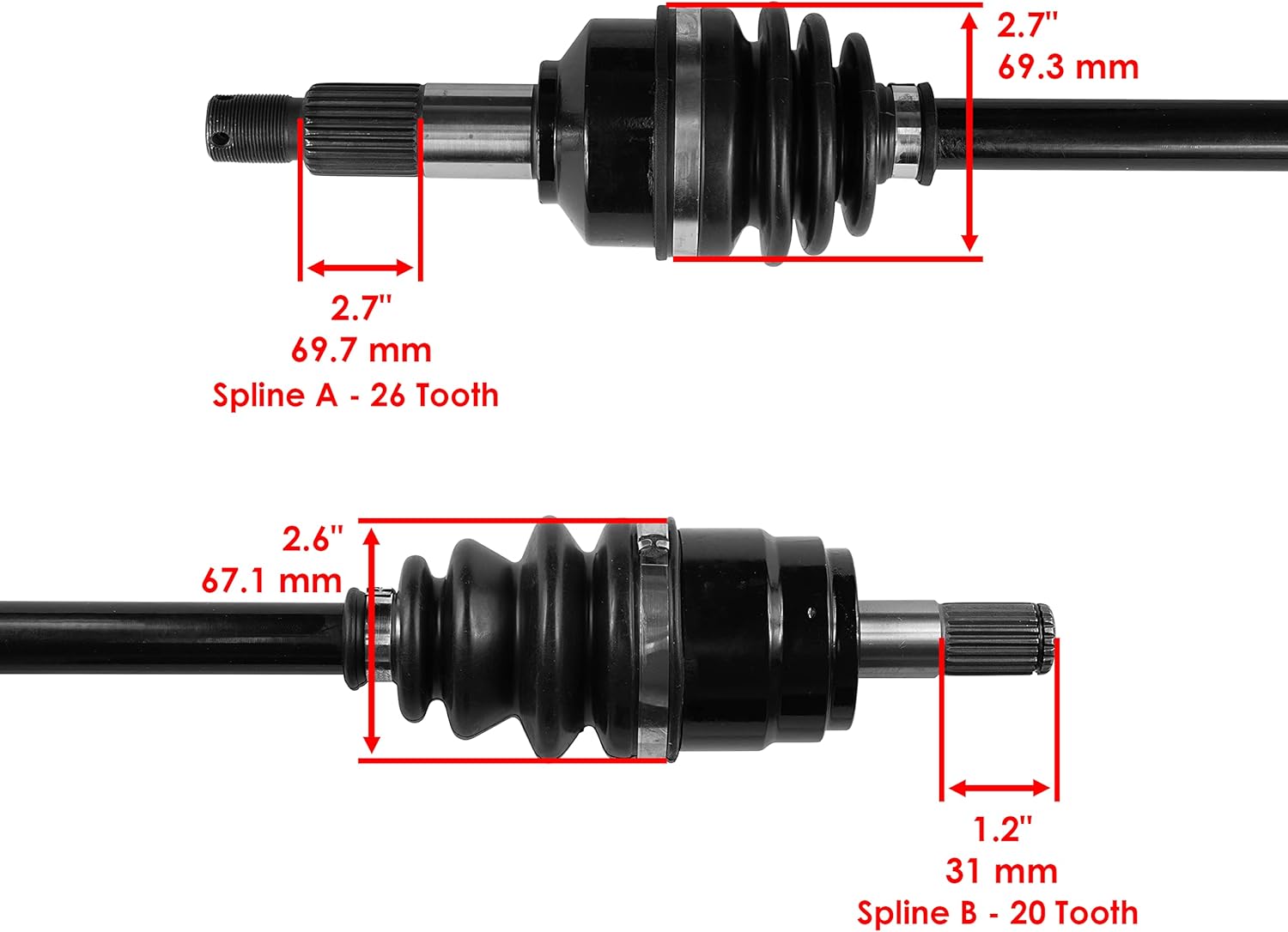 Caltric Front Left and Right Cv Joint Axle Compatible with Honda Trx500Fm Foreman Rubicon 500 4X4