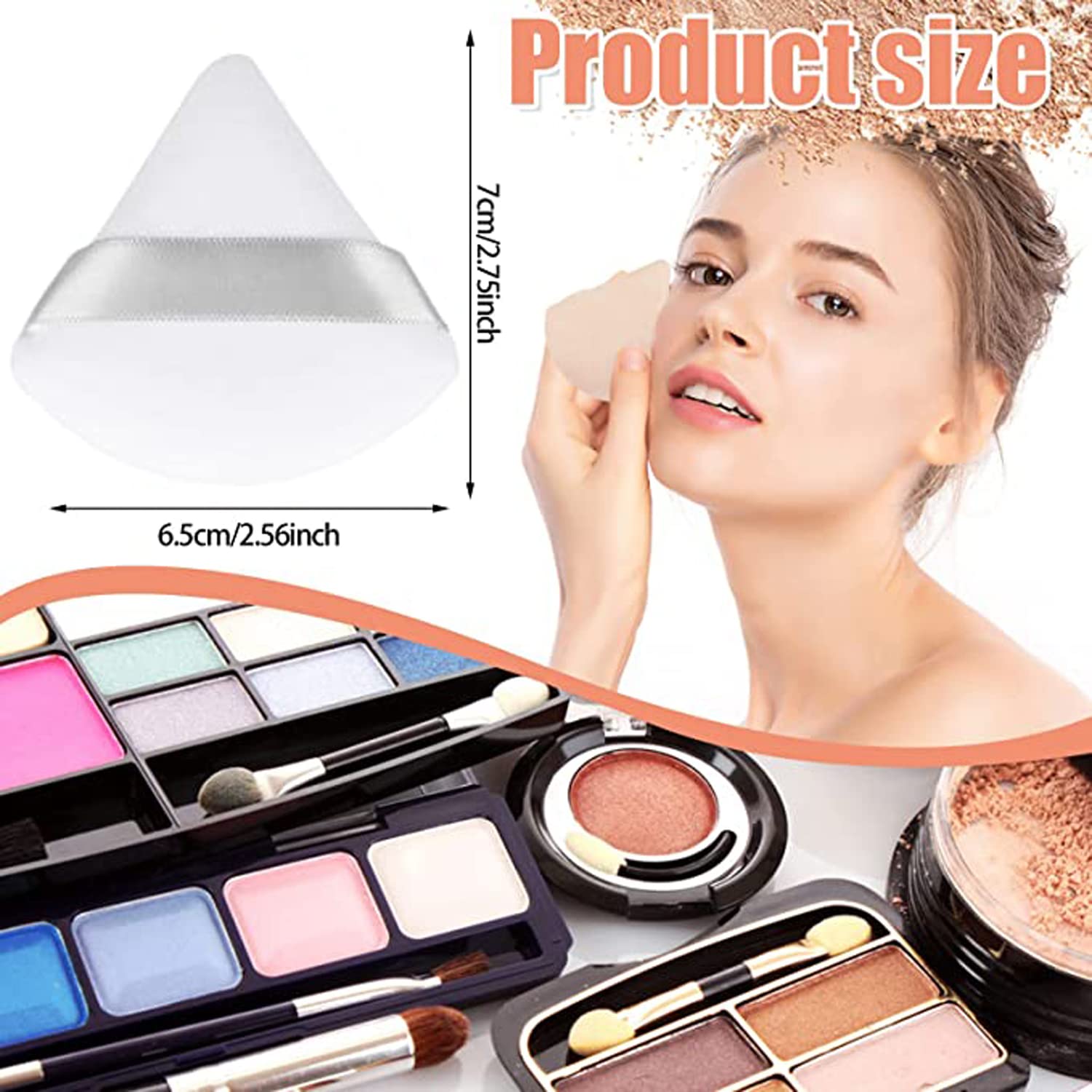 8Pcs Velour Triangle Powder Puff,Washable Reusable Soft Plush Powder Sponge Makeup Foundation Sponge (White)