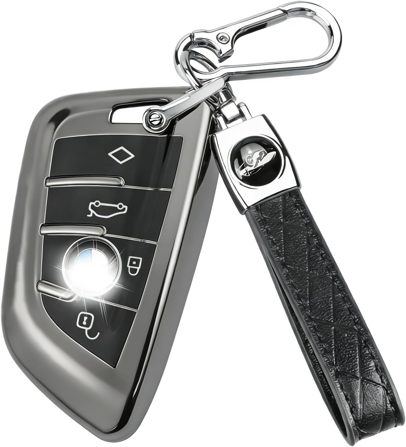 QBUC for BMW Key Fob Cover, Soft TPU Key Case for BMW 2 4 5 6 7 Series X1 X2 X3 X4 X5 X6 M8 M7 M6 M5 M4 M Series 430i 340i 840i 2015-2023 Key Protector with Keychain (Blue)