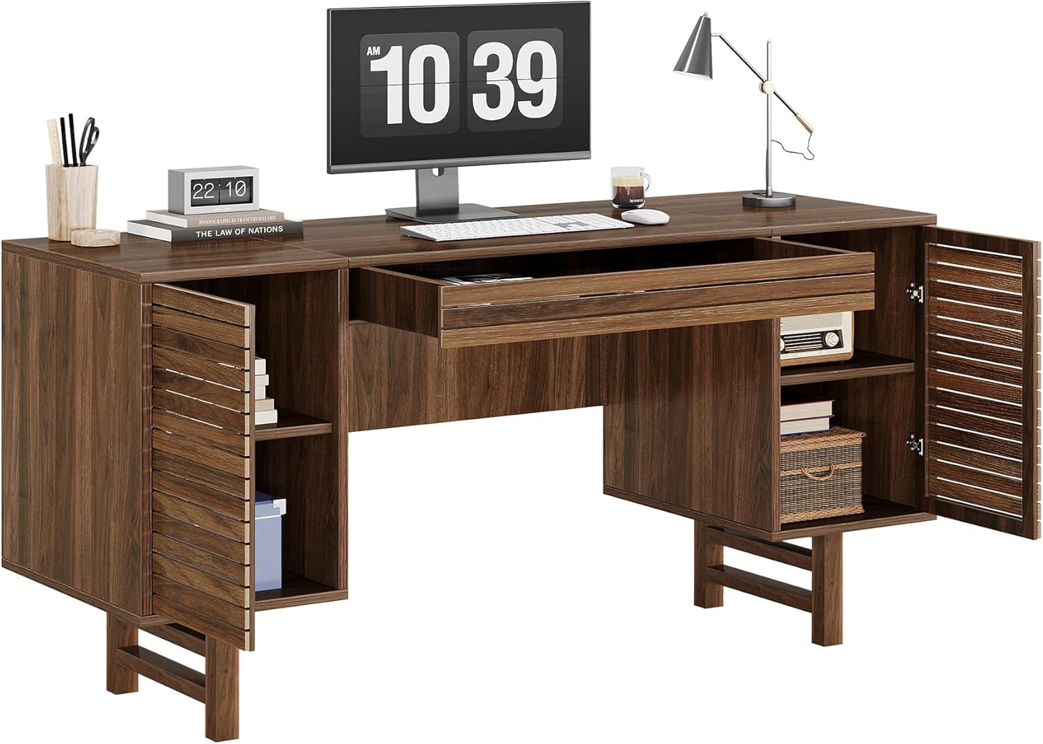 Tribesigns 59-Inch Computer Desk with Large Drawer, Wood Office ...