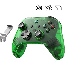 KINMRIS G6 Wireless Gaming Controller, Handheld Controller with Stand, 5 Modes, Multi-Platform Compatibility, 3D Joystick, Gamepad for Customisable Buttons, Support Bluetooth Translucent Green