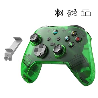 KINMRIS G6 Wireless Gaming Controller, Handheld Controller with Stand, 5 Modes, Multi-Platform Compatibility, 3D Joystick, Gamepad for Customisable Buttons, Support Bluetooth (Translucent Green)