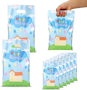 SAVITA 50 Stück Cartoon Story Party Geschenktüten, 25x16,5cm Blauer Himmel Weiße Wolke Cartoon Story Geschenktüten Geburtstag für Kinder Geburtstagsparty Zubehör Süßigkeiten und Spielzeugaufbewahrung