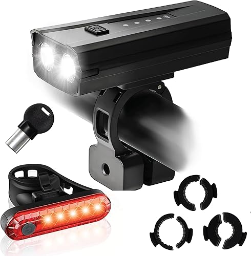 Luces antirrobo para bicicleta (juego delantero y traserotrasero), faros delanteros y traseros recargables por USB para montar por la noche,