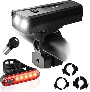Anti-Theft Bike Lights (Front & Back/Rear Set), USB Rechargeable Bicycle Headlight & Taillight for Night Riding, Super Bright, Waterproof, Works with All Bikes, E-Bikes, Scooters, USA Brand & Patented