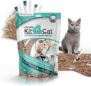 KIT4CAT 2lb Hydrophobic Cat Litter for Urine Sample Collection, Uniquely Made with Natural Sand - Keeps Liquid Clean and On Top | CheckUp on Your Cat's Wellness at Home (3 x 11oz Bags)