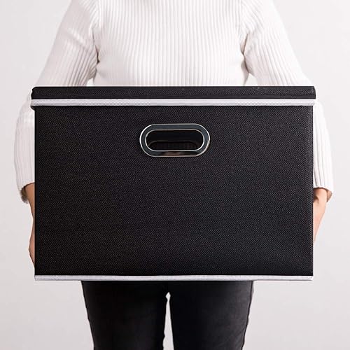 Miniatura 8 de Prandom - Contenedores grandes y plegables de lino con tapas, paquete de 1, 3 y 5 unidades