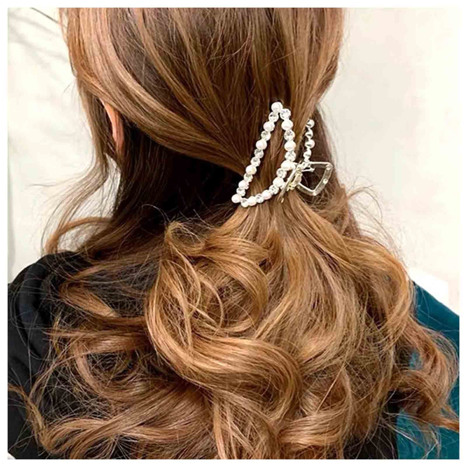 Gold Pearl Safety Pin Hair Claw Hair Accessory Amazon.com : PUSCOBSY Large Metal Hair Clips (2-PCS), 5  main image 4