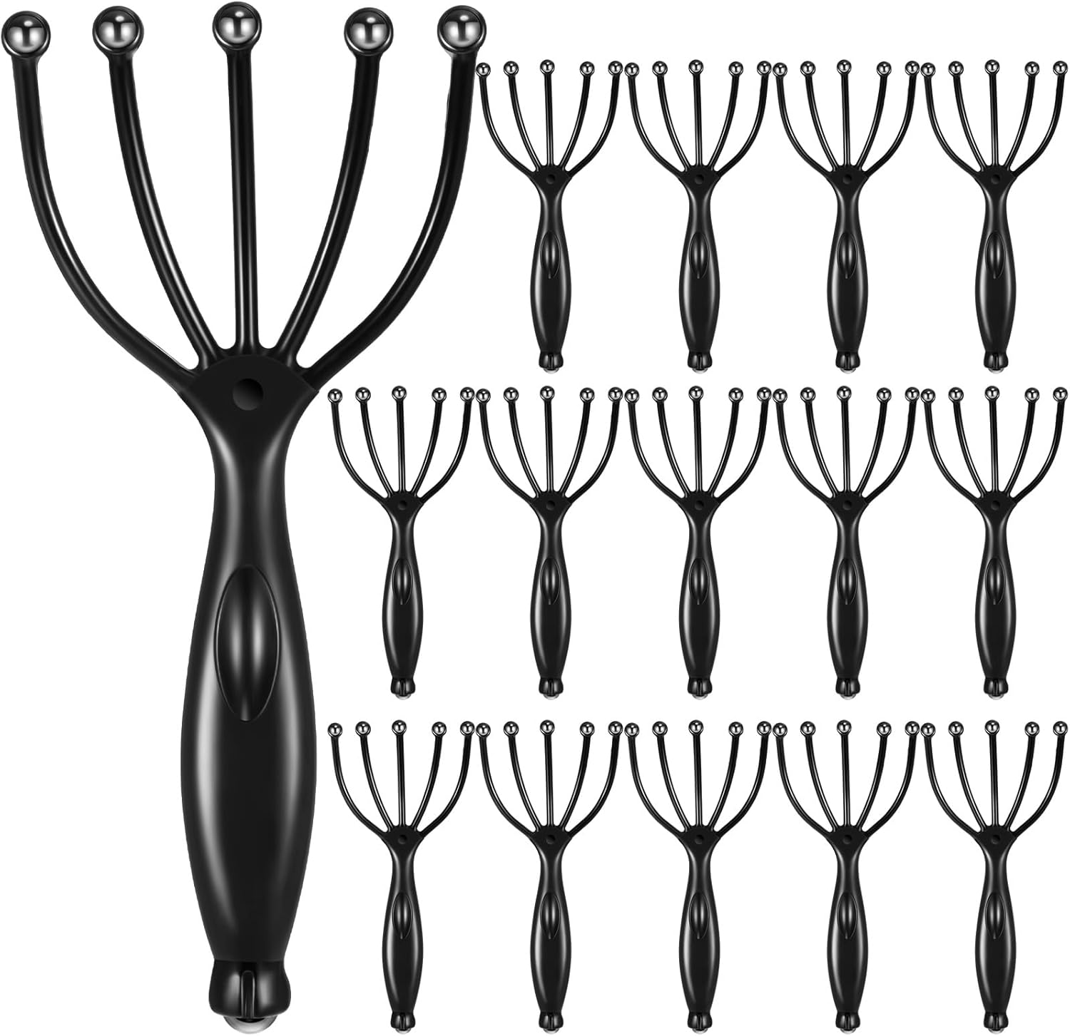 TrelaCo 24-Pack Black Scalp Massager Handheld Head Spa Tool for Stress Relief, Relaxation & Circulation - Portable Gift for Home Office