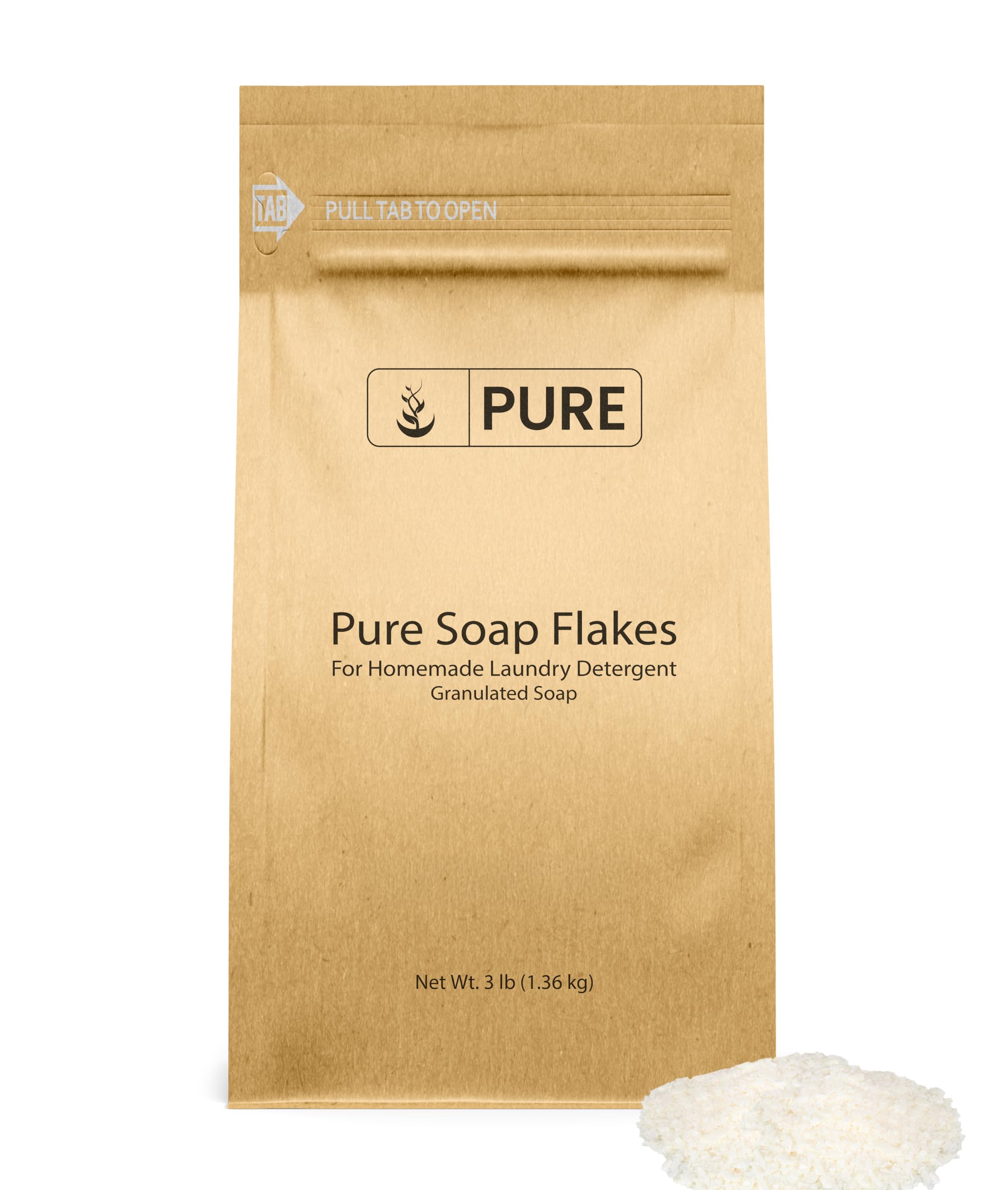 Pure Original Ingredients Soap Flakes (3 lb) Tallow Based, Homemade Laundry Detergent, Granulated Soap