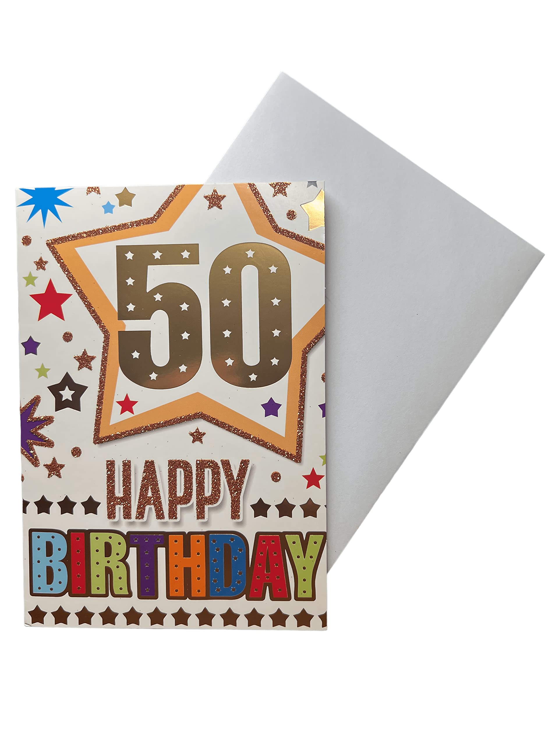 Happy 50th Birthday. Fun Star Design Card For Age 50 Male