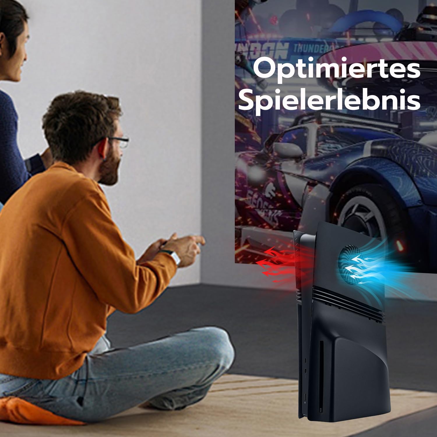 Mcbazel PS5 Pro Frontplatte, Gehäuseschutz Ersatz-Seitenteil Fassadenabdeckung mit Entlüftungsöffnung für Kühlluftschlitz für PlayStation 5 Pro Disc Konsole - Schwarz(Nicht für PS5)