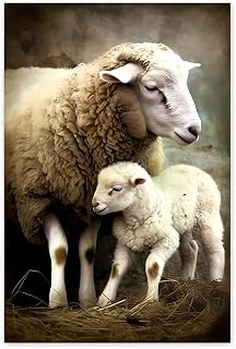 GUAIEUW Lamb & Sheep Diamond Painting Kits DIY 5D Crystal Full Round Diamond Painting, Handmade Art for Living Room Home Wall Decor Birthday Gift 8x12 Inch