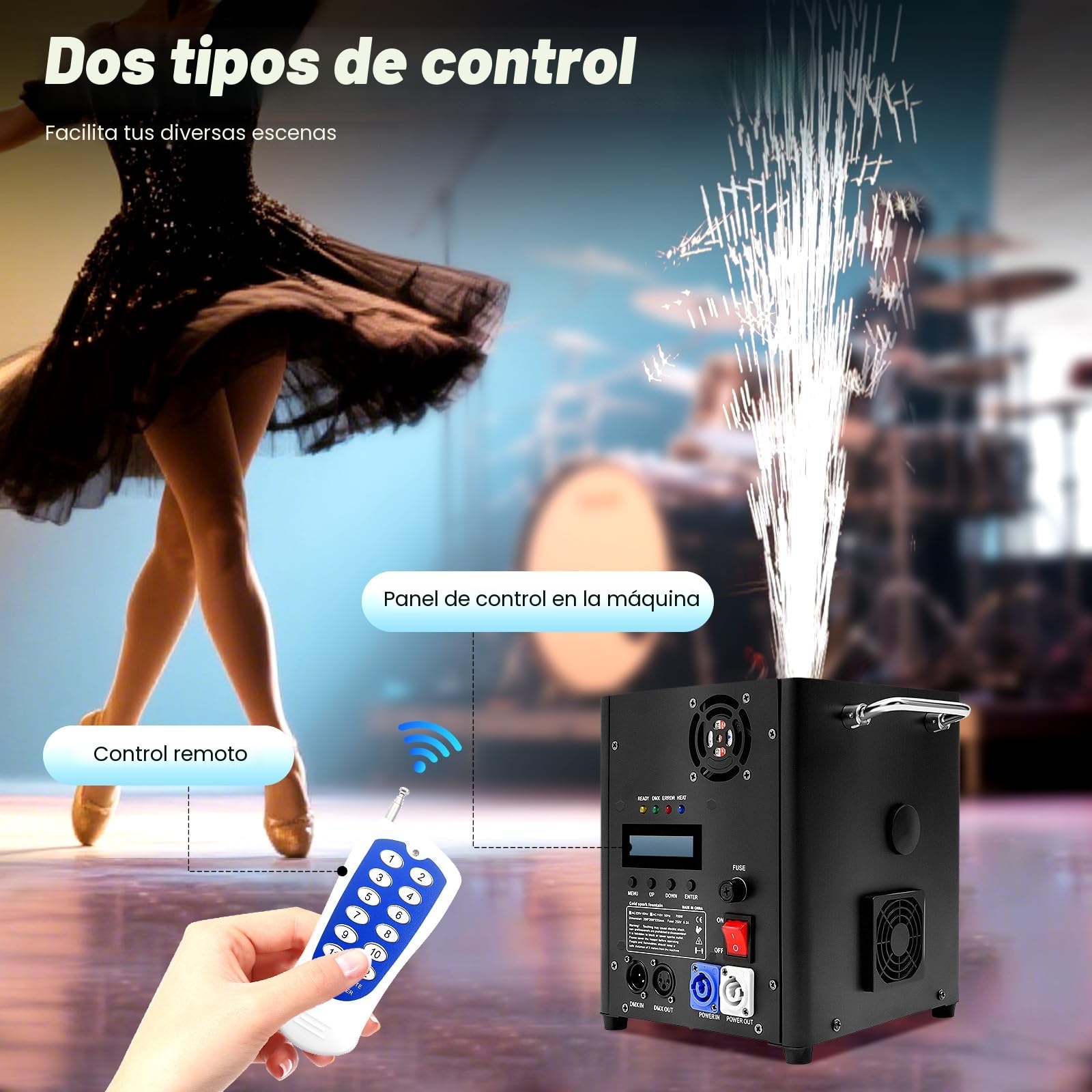 Máquina de efectos especiales para escenario con control remoto de 700W, máquina de pirotecnia fría, efecto de máquina de escenario, máquina de fuegos artificiales, máquina de efectos especiales para