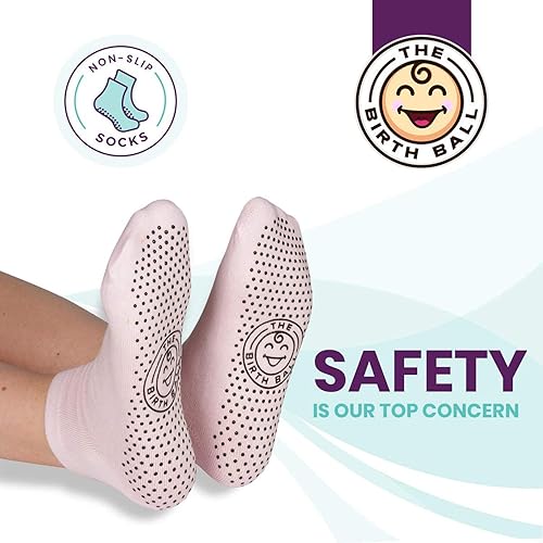 Miniatura 7 de Bola de parto para embarazo y trabajo de parto - Guía de ejercicios de pelota de embarazo de 18 páginas por Trimester - Calcetines antideslizantes -