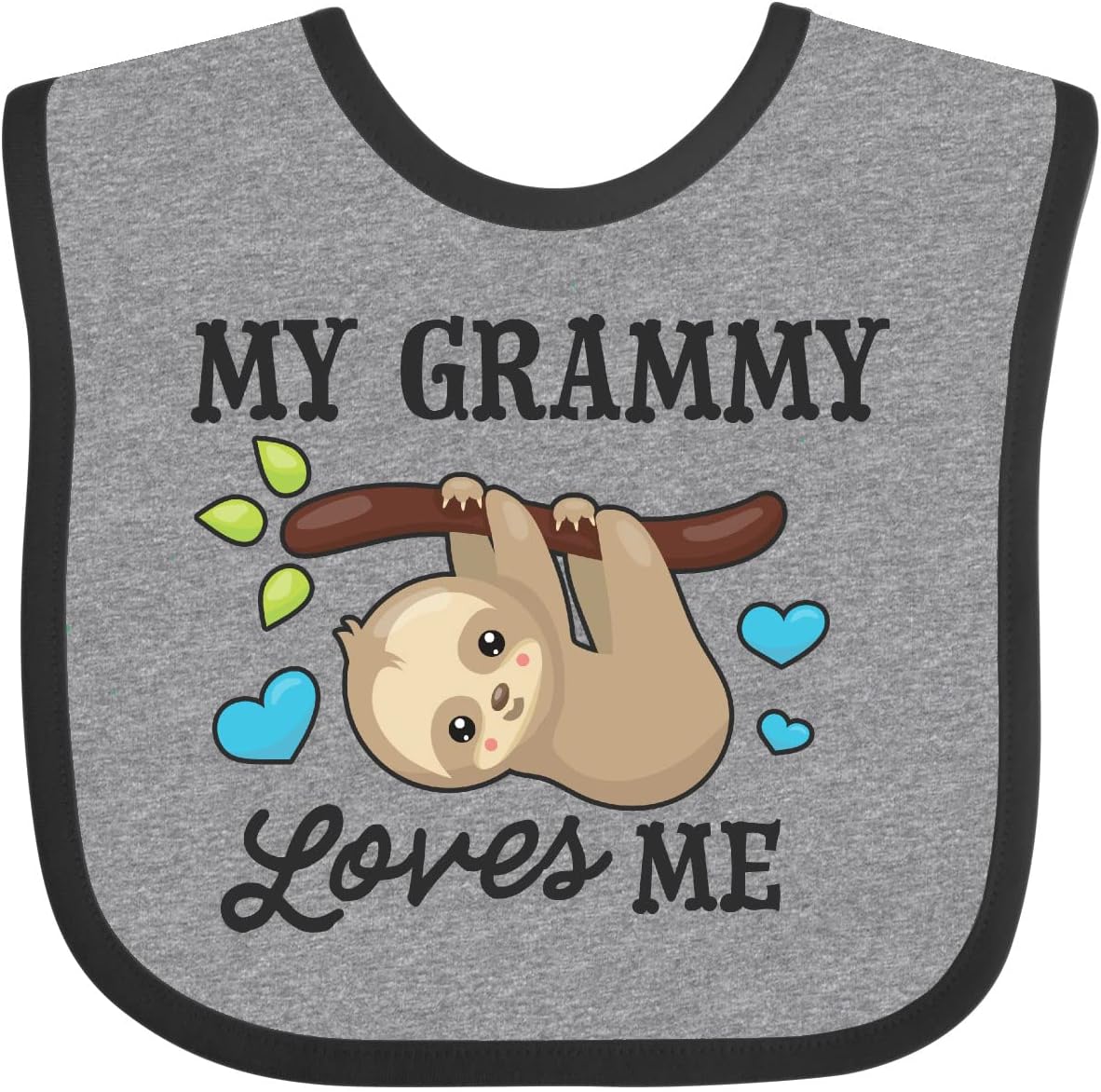 inktastic My Grammy Loves Me with Sloth and Hearts Baby Bib