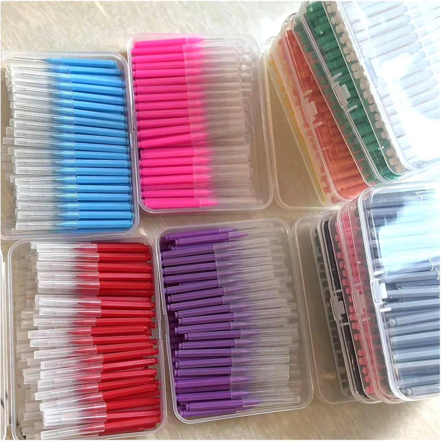 100/200 Pcs Box Interdental Brush 0.6-1.5Mm Cleaning Between Teeth Oral Care I Shape Tooth Floss I-Type Push Pull(2 Box Blue 100pcs)