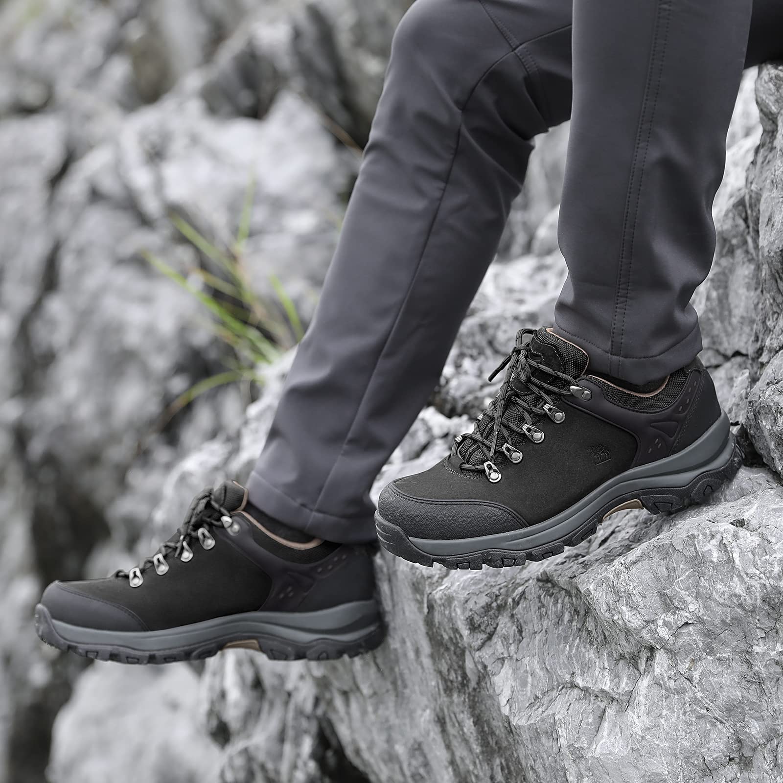 CAMEL CROWN Wanderschuhe Herren Trekkingschuhe Low Top Outdoor Walking Wasserdicht Leder Trail Sneakers