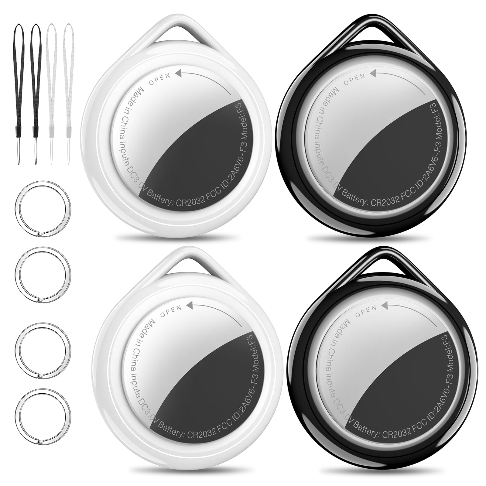 Air Tag Wallet Tracker 4-Pack Apple MFi Certified Find My Compatible Waterproof 100dB Alarm Replaceable Battery for Keys
