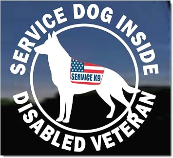 NickerStickers Service Dog Inside Disable Veteran Window Decal