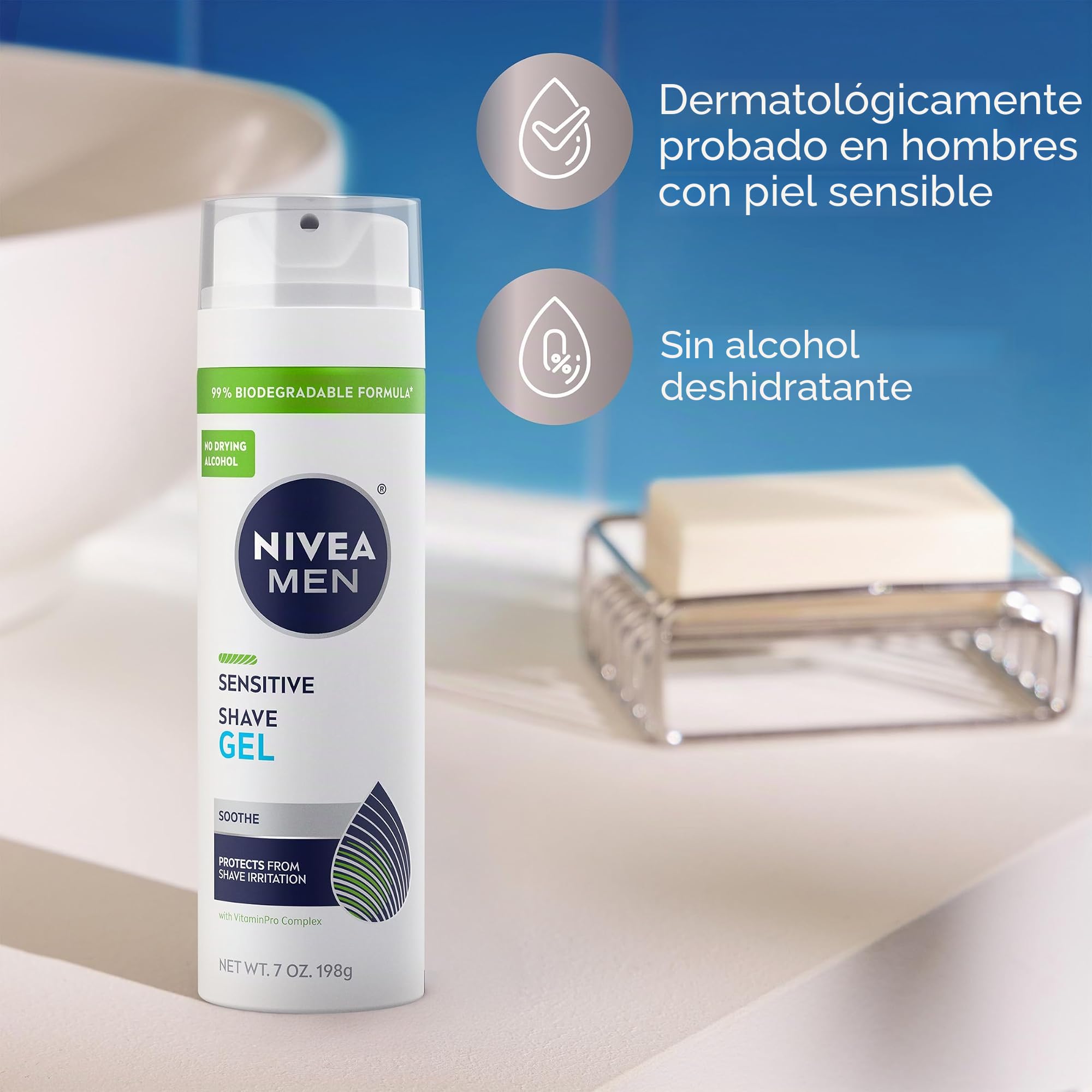 Nivea Men NIVEA uomini rasatura Sensitive Gel - protegge la pelle sensibile Da Shave Irritazione - 7 once. Can (pacchetto di 3)
