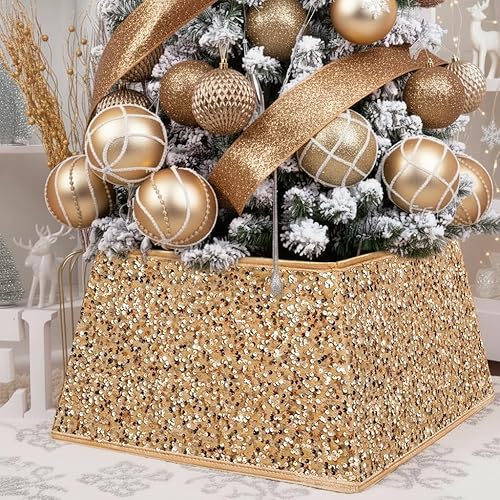 Miniatura 24 de XmasExp - Collar para árbol de Navidad, 33.5 pulgadas, falda para árbol de Navidad, decoración del hogar, anillo para árbol de Navidad, cubierta