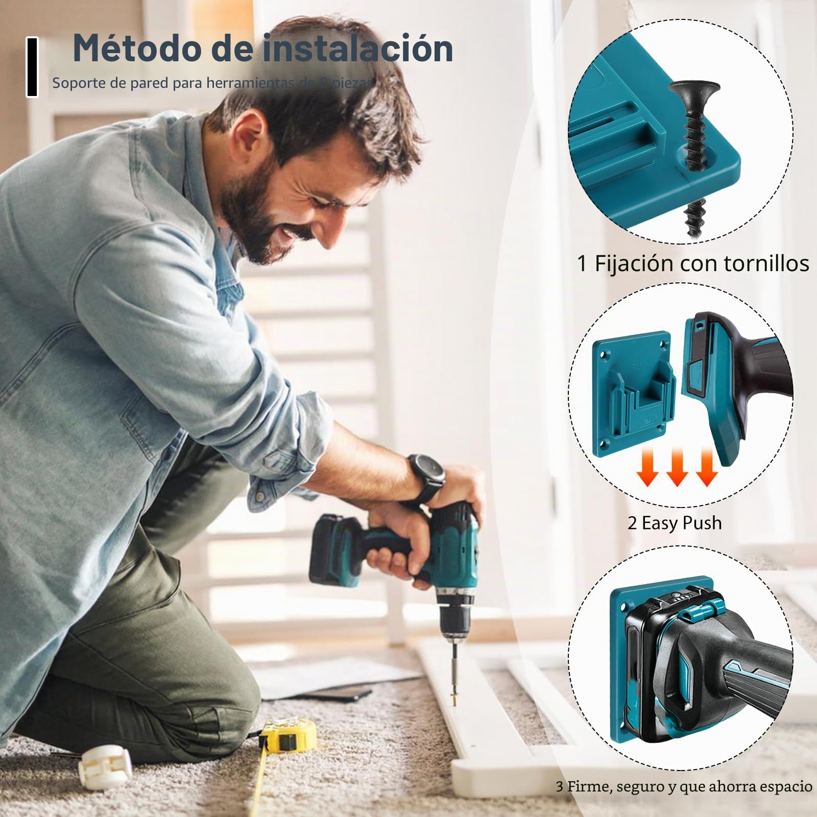 HOSPAOP 8soporte de pared para herramientas Makita 18 V, portabrocas, soporte para destornilladores 32 tornillos, máquina taller