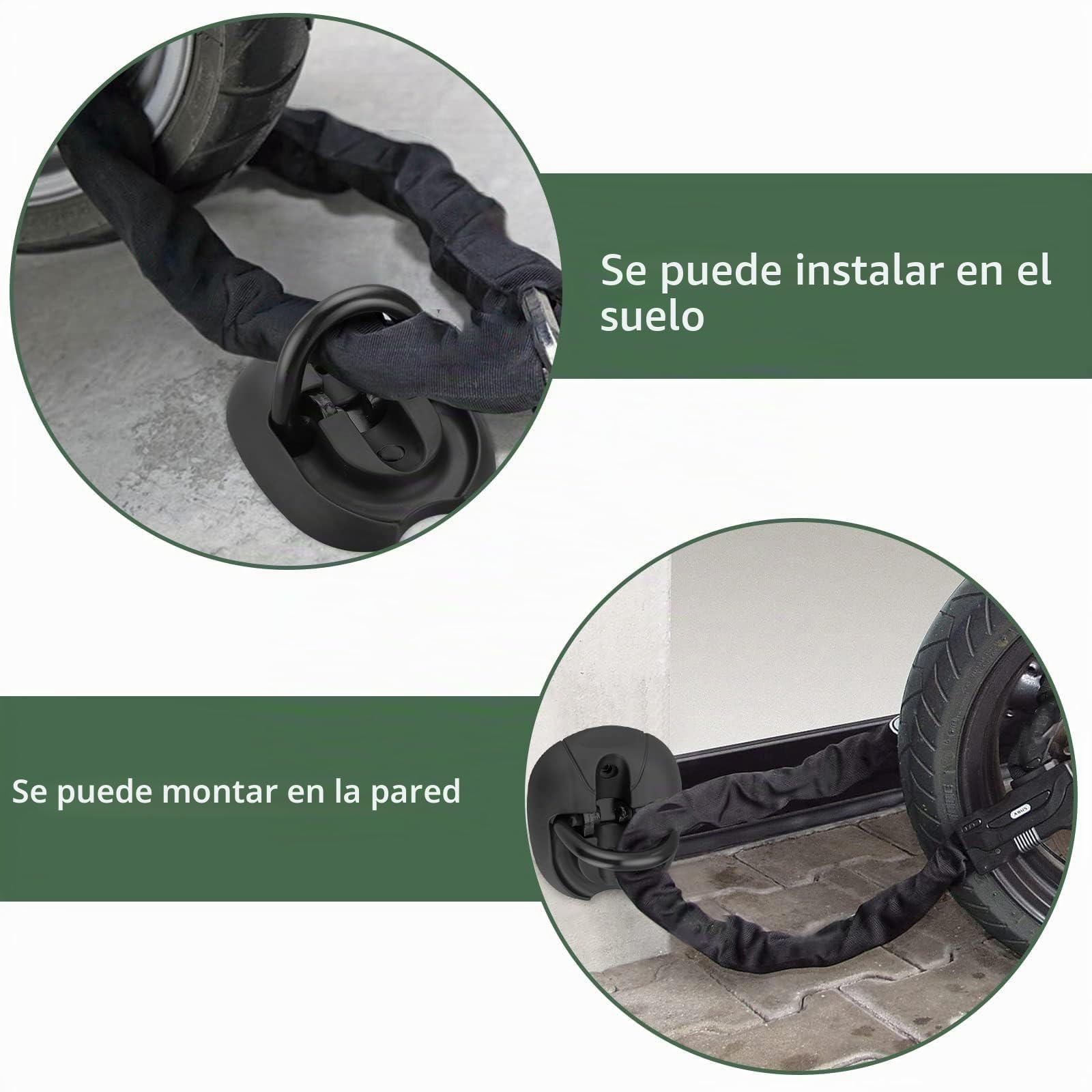 EYPINS Anclaje de Suelo, Pared, Anclaje Antirrobo Aleación de Acero de Alta Resistencia, 4 Puntos de Anclaje Fijos de 16 mm, con Hebilla de Anclaje Plegable para Motos, Bicicletas