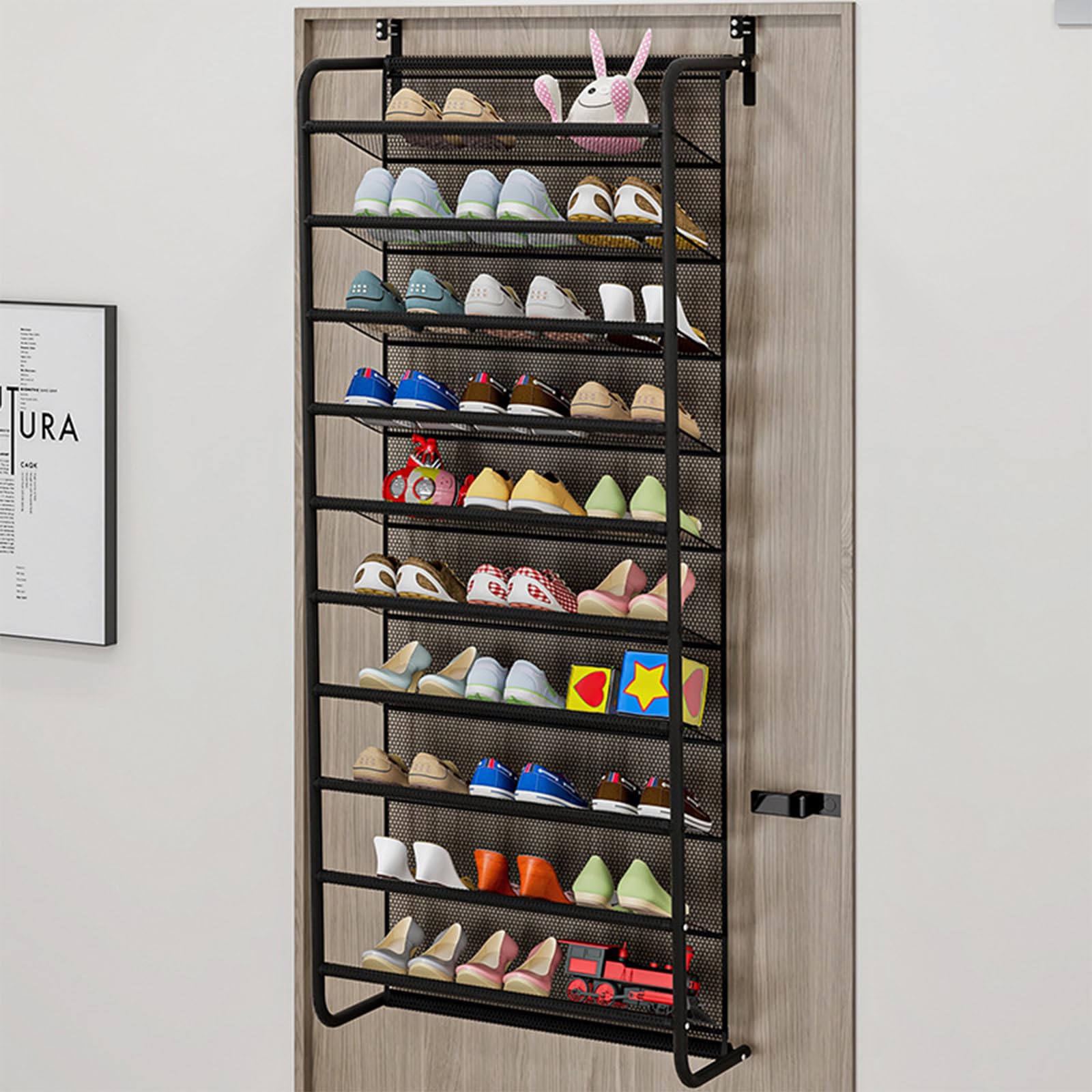 SVFOEBJM Over Door Hanging Shoe Rack - 10 Tiers, 30 Pairs Storage Solution for Door and Closet